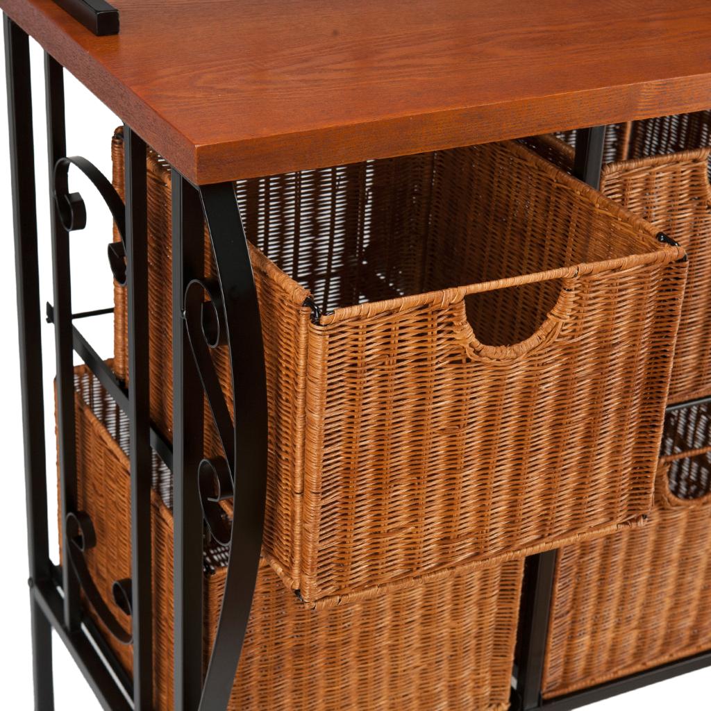 SEI Iron/Wicker Baker's Rack Free Standing Baker Racks