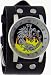 Yellow Flaming Dragon Wide Black Leather Band Circle Trendy Design Steel Black Dial Gothic Punk Biker Wristband Watch