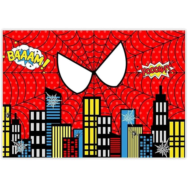 Allenjoy 7x5ft Red Superhero Cityscape Theme Backdrop For