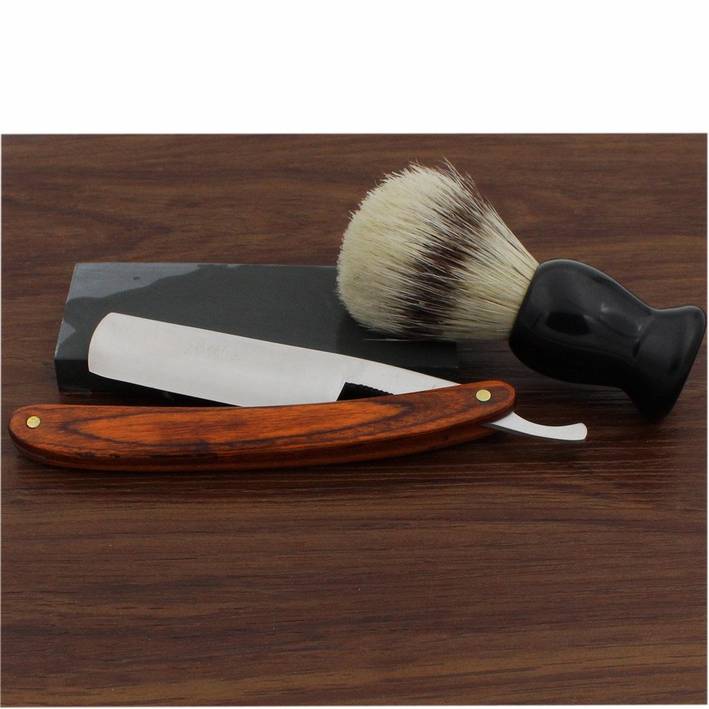 Vintage Design Barber Cut Throat Brown Long Wood Handle Straight Razor