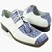 z082 Zota Men's Crocodile Embossed Leather Oxford Dress Shoes Blue and White