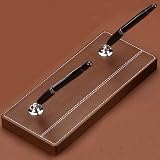Oxford Brown Leather Double Pen Stand