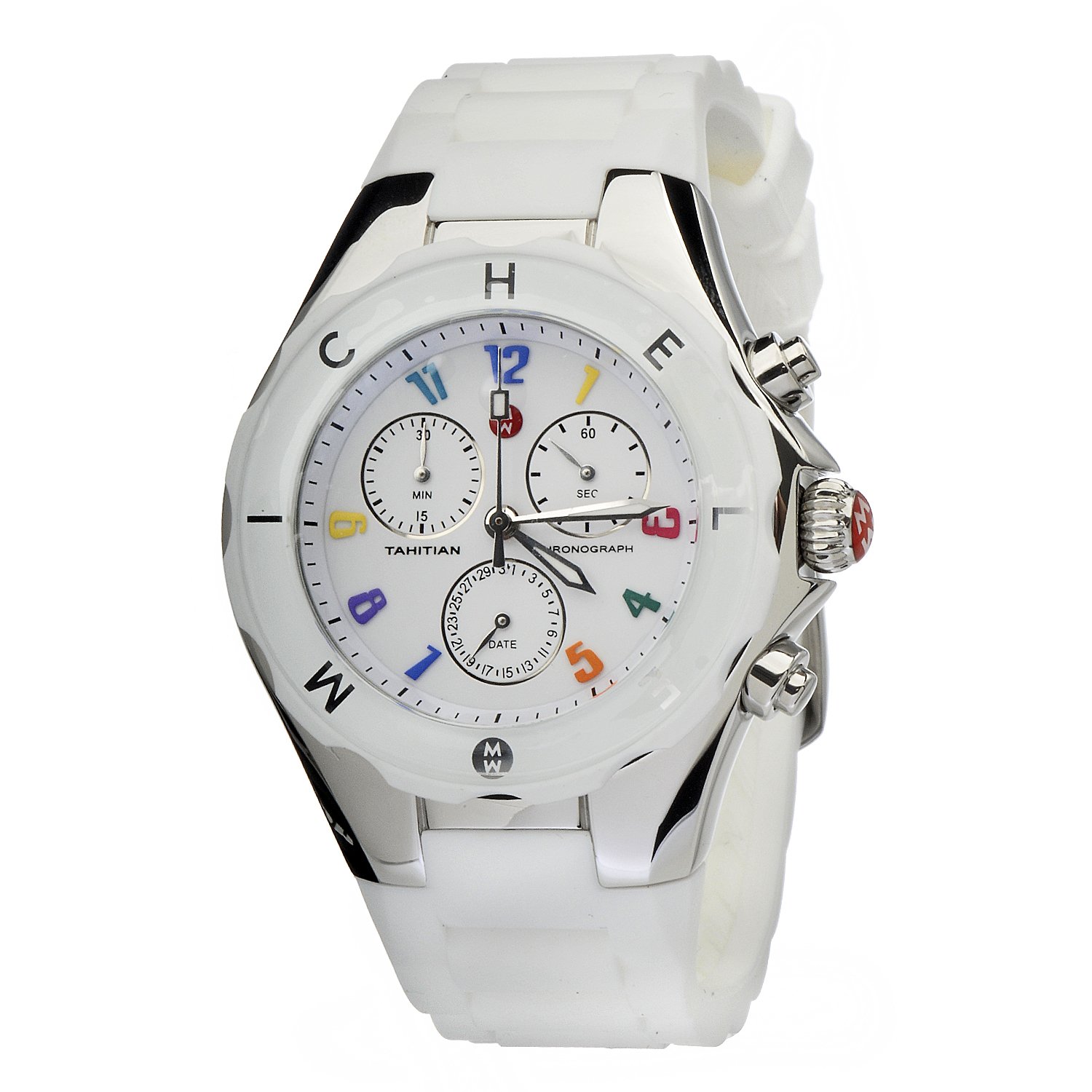 Michele Women's MWW12F000013 Tahitian Jellybean Steel Case Large White Carousel Watch