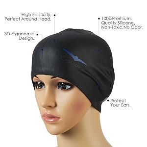 Gowave Extra Large Swim Cap For Long Hair Thick Hair Curly