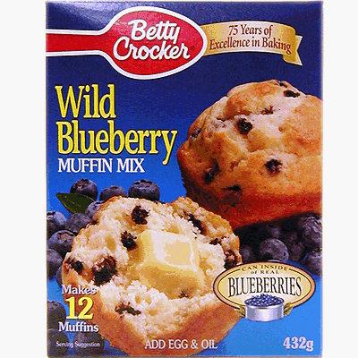 ベティクロッカー：ブルーベリーマフィンミックス Betty Crocker Muffin Mix - Blueberry (Blueberries come in a tin) (Makes 12 muffins)