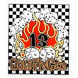 Goldfinger - 14 with Dice, Flames and Ska Checkers Logo - Sticker Decal by Square Deal Recordings and Supplies