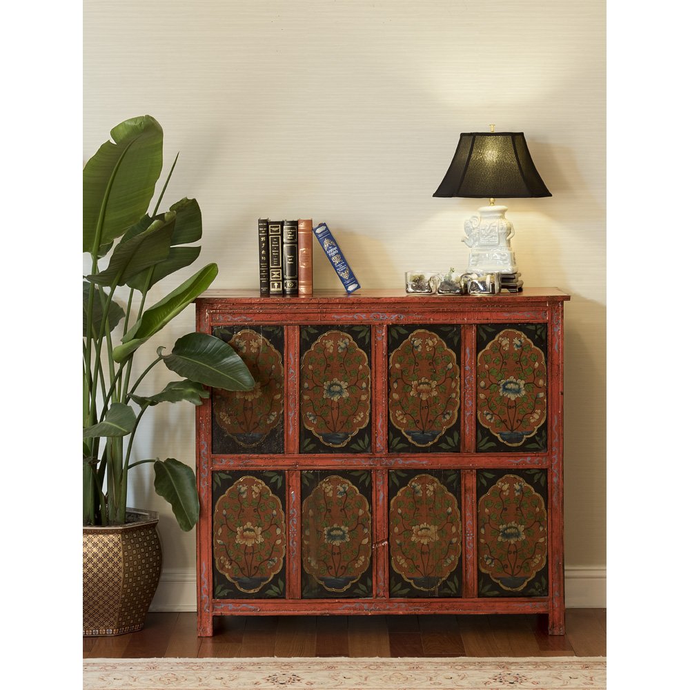 China Furniture Online Elmwood Hand Painted Floral Motif