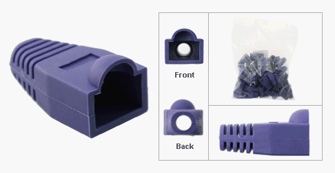 CAT 6 Purple RJ45 Snagless Boots with Strain Relief, Bag of 100 Pieces