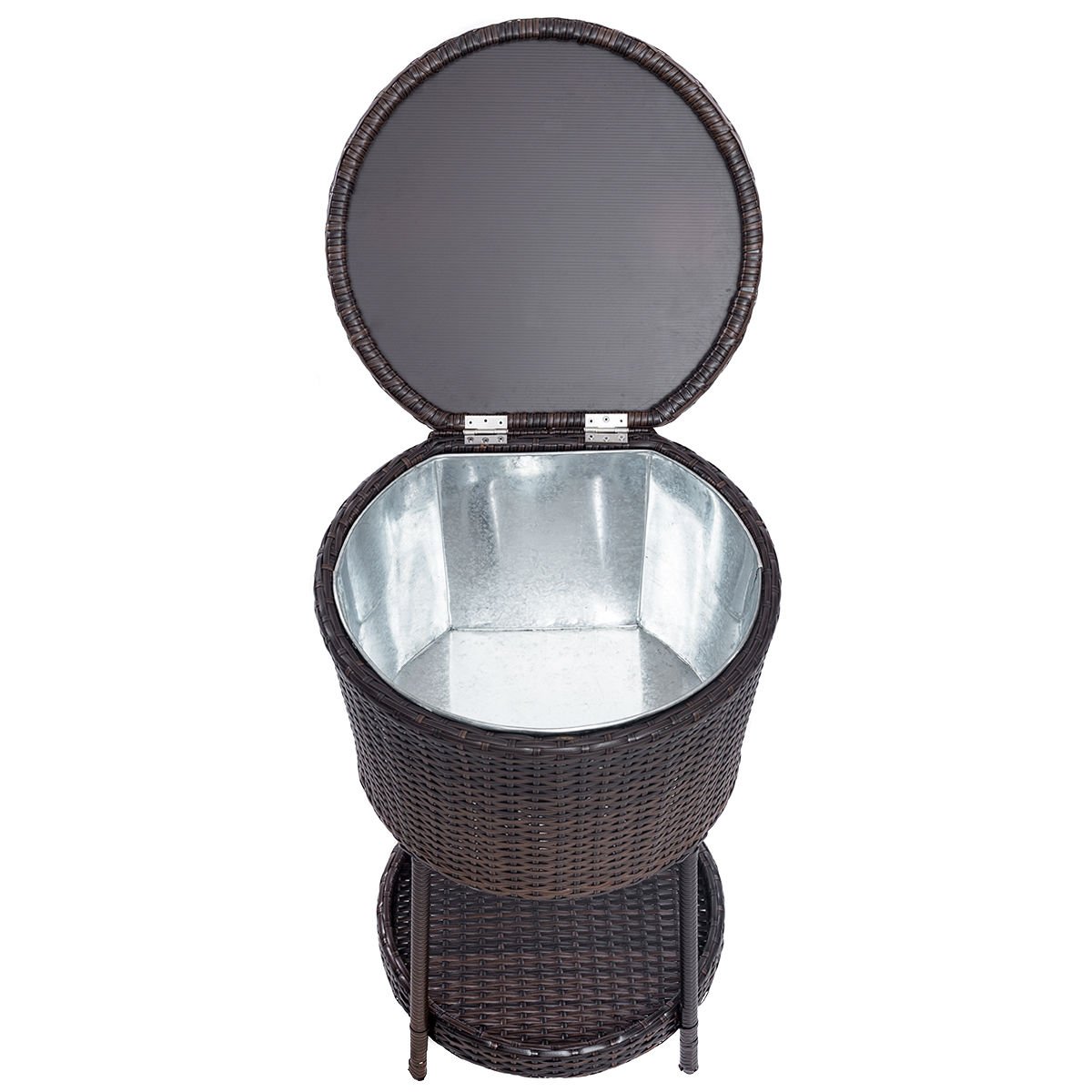 Giantex Rattan Ice Bucket Bar Table Cooler Patio Wicker Furniture, All