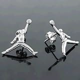 Iced Out Silver Cubic Zirconia CZ Michael Jordan Stud Earrings