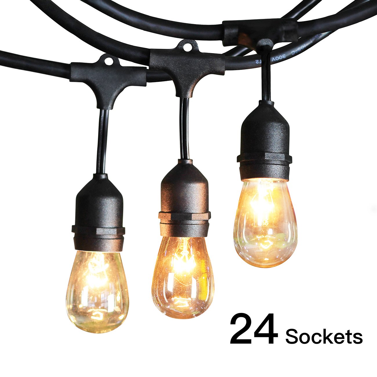 SHINE HAI Outdoor String Lights With 24 Dropped Sockets (26 Bulbs