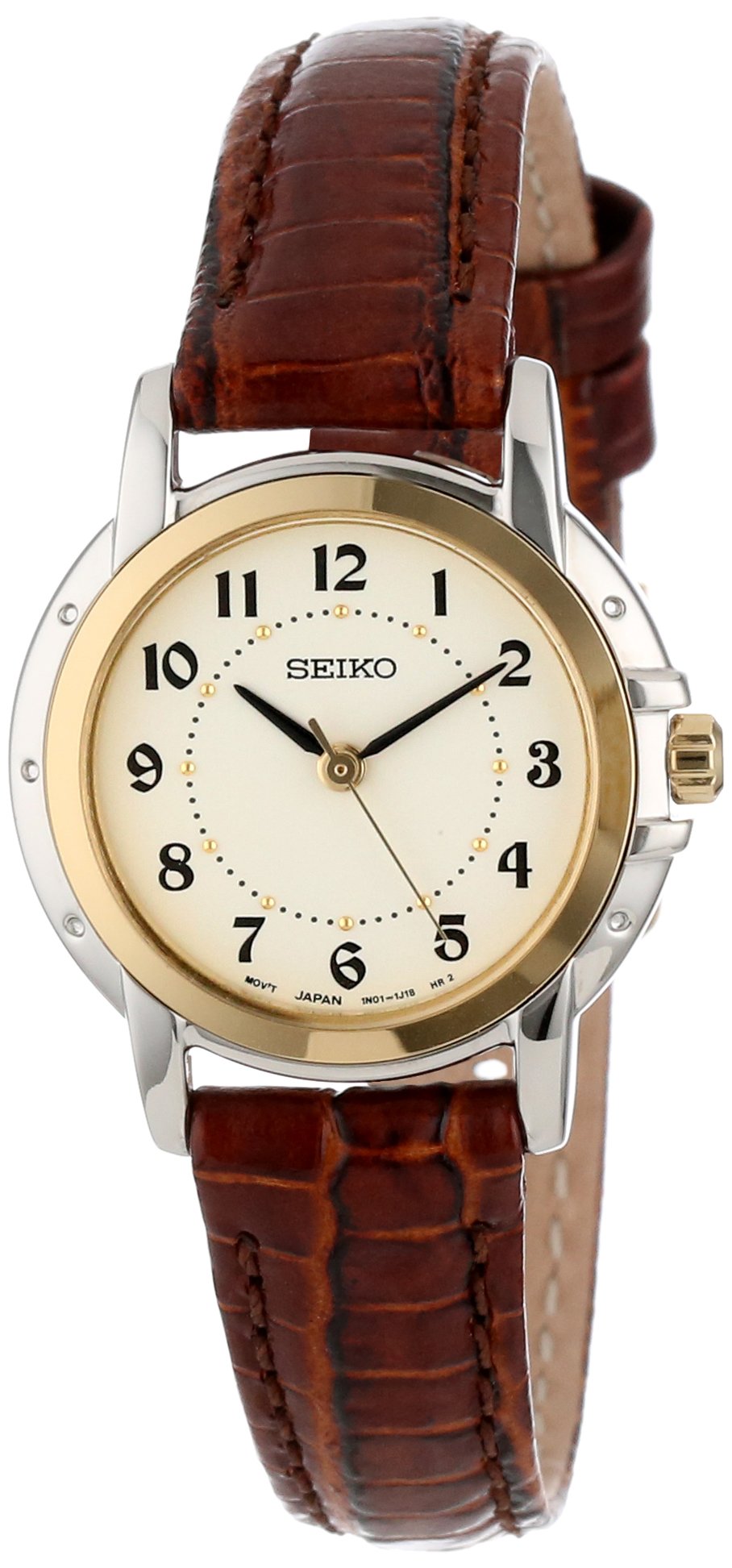 Galleon Seiko Women's SXGA02 TwoTone Watch With Brown Leather Band