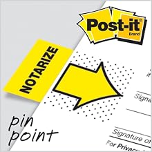 Post-it Message Flags, "Notarize", Yellow, 1-Inch Wide, 50/Dispenser, 2-Dispensers/Pack