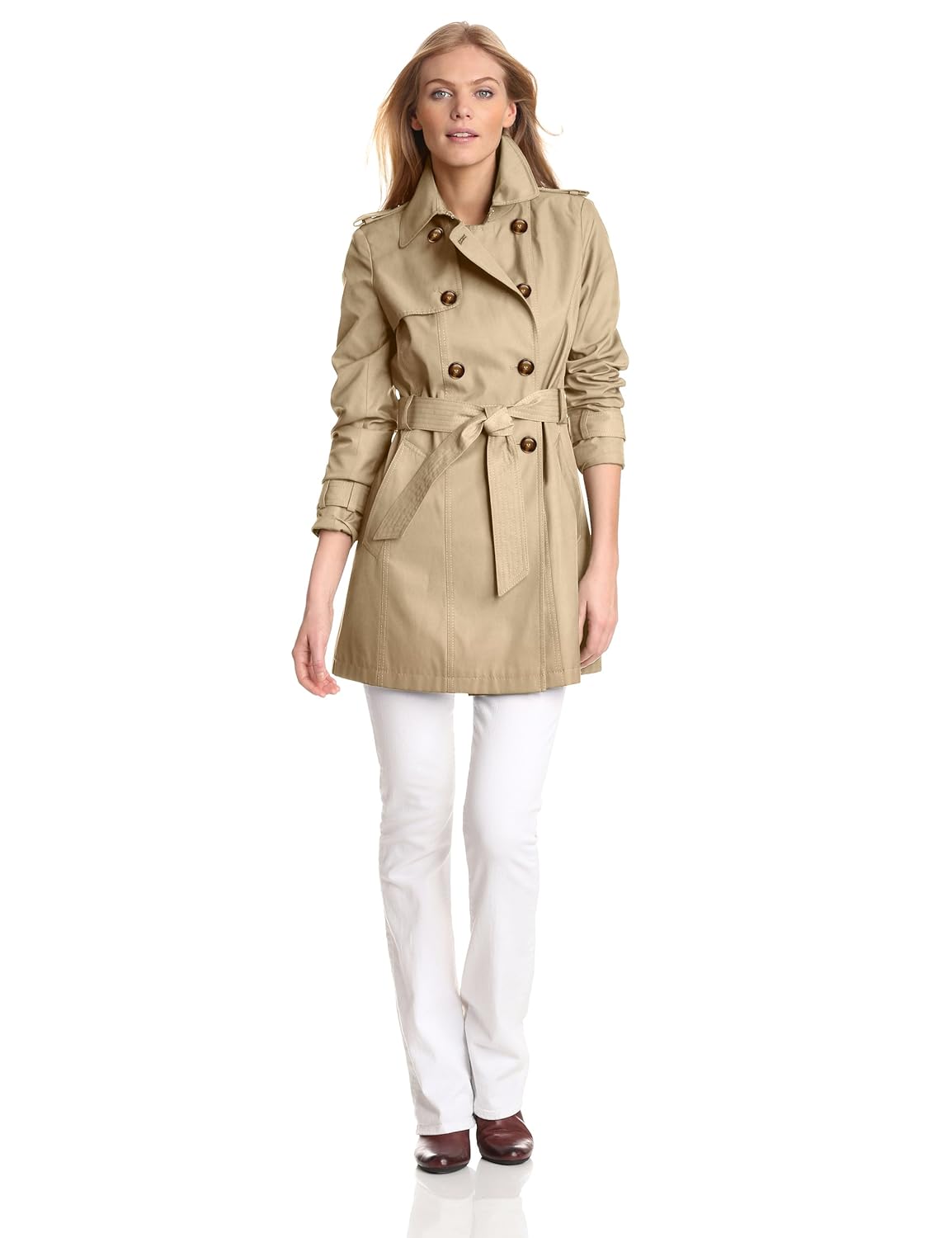 Tommy Hilfiger Women's Double Breasted Belted Water Resistant Rain