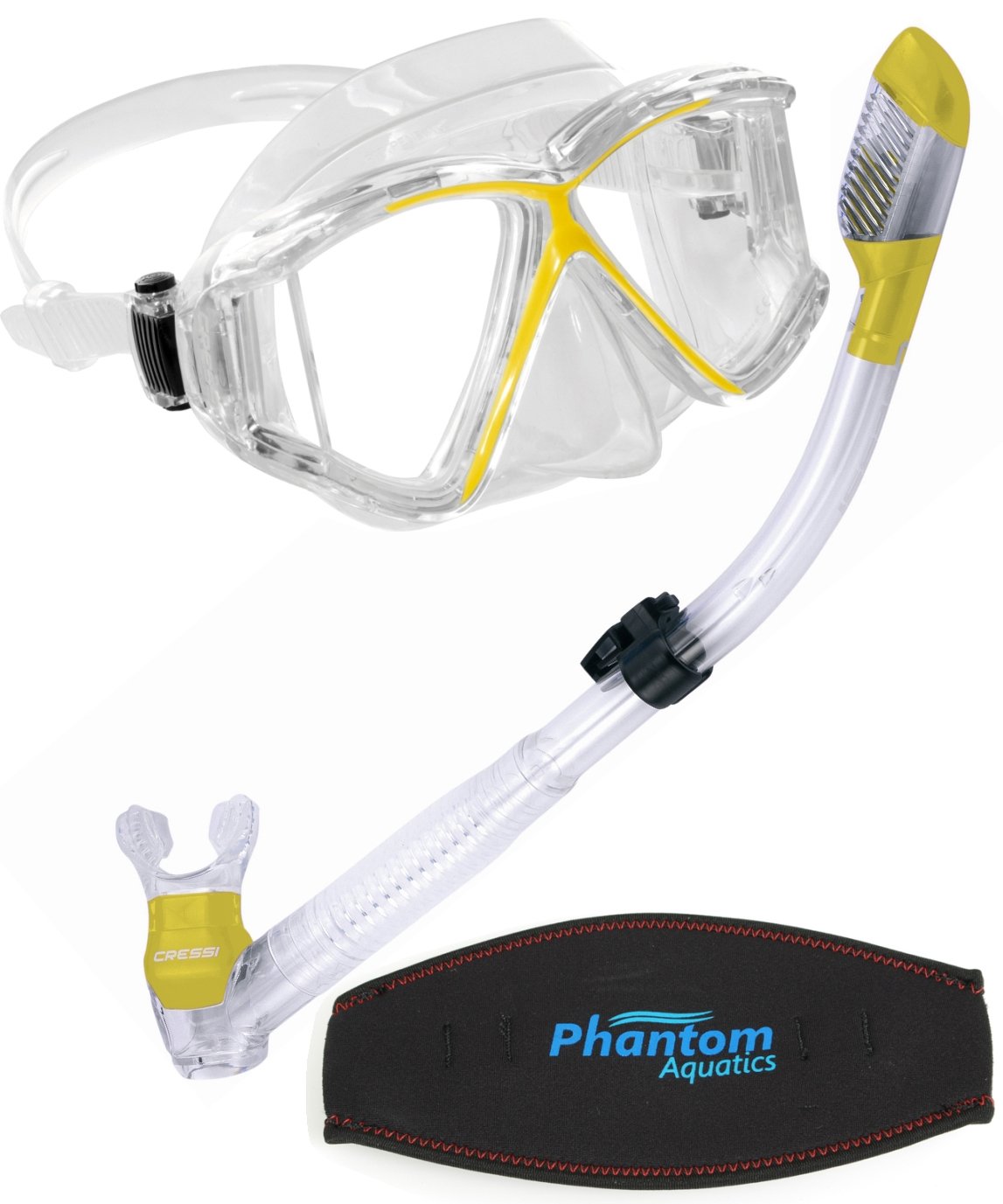 Cressi Panoramic Wide View Scuba Dive Mask Dry Snorkel Set with Mask
