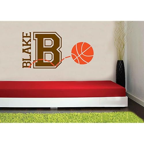 Personalized Monogram Kids Wall Decals - Boys Wall Decal- Name Vinyl Lettering - baby boy nursery wall decal Blake Basketball