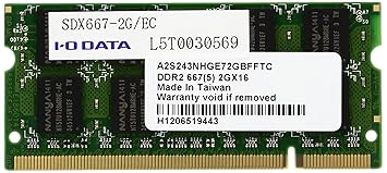 【クリックで詳細表示】I-O DATA PC2-5300 (DDR2-667) S.O.DIMM 2GB SDX667-2G/EC： パソコン・周辺機器