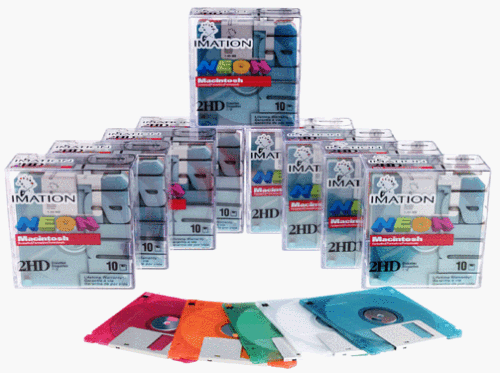 Imation 3.5 DS-HD MAC Formatted Floppy Disks (Neon Colors, 10-Pack)