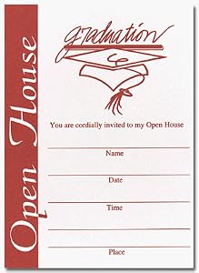 Graduation Open House Cards - RED COLOR w/Envelopes 15 sets