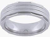 14K. White Gold Machine Carved Comfort Fit Wedding Band Ring
