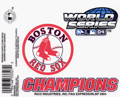 Boston Red Sox 2004 World Series Champions Reusable Static Window Cling