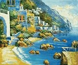Art Reproduction Oil Painting - Mediterranean Scenes: The Neighborhood - Standard 20x24 - Hand Painted Canvas Art