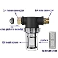 M MINGLE Garden Hose Inline Filter for Sediment, 40 Mesh Screen, Extra 100 Mesh