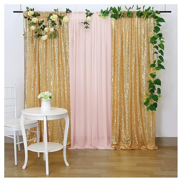 Sparkling Gold Sequin Backdrop Curtain 8 8ftx8ft Light Peach