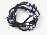Black Suede Kabbalah String Bracelet with Lucky Eyes