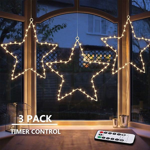 Maoyue Window Lights 3 Pack Christmas Window Star Lights With