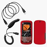 Red Silicone Case / Skin / Cover, USB Data Cable & Car Charger for Motorola ....