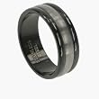 316L Stainless Steel Ring with IP black plating on sides and matte polish in middle. Width: 8mm