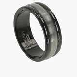 316L Stainless Steel Ring with IP black plating on sides and matte polish in middle. Width: 8mm