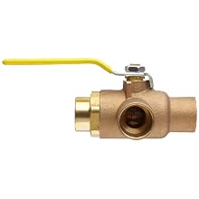 Apollo 70-900 Series Bronze Ball Valve, Two Piece, 3-Port Diverting, Lever, Solder End
