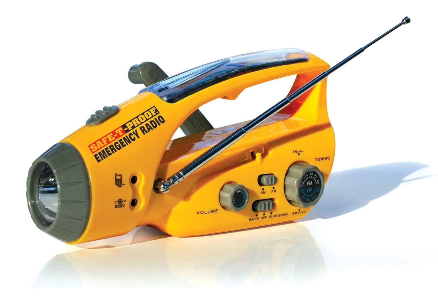 SafeTProof Solar, HandCrank Emergency Radio, Flashlight, Beacon