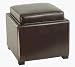 Safavieh Hud4006E Bobbi Tray Brown Bi-Cast Leather Storage Ottoman