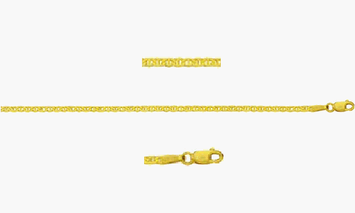 Childrens Toyshop  Jewelry : 14K Gold Mariner Link Ankle Bracelet 2.2mm wide 10" long