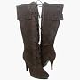 TUNA New Women's Fringed Faux Suede High Heel Dress Boots BLACK