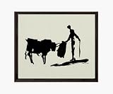 Art Reproduction Oil Painting - Picasso Paintings: Bullfight II with La Scala Frame - Black and Gold Finish - Standard 20x24 - Hand Painted Framed Canvas Art