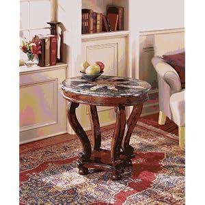 Elegant Decor 559070 Oval Accent Table - Heritage Finish