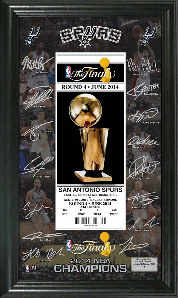 NBA San Antonio Spurs 5 Time Champions Ticket Bronze Coin Ticket ...