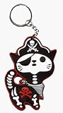 Bone Kitty - Cat Pirate - Rubber Keychain (Keyring Keyfob)