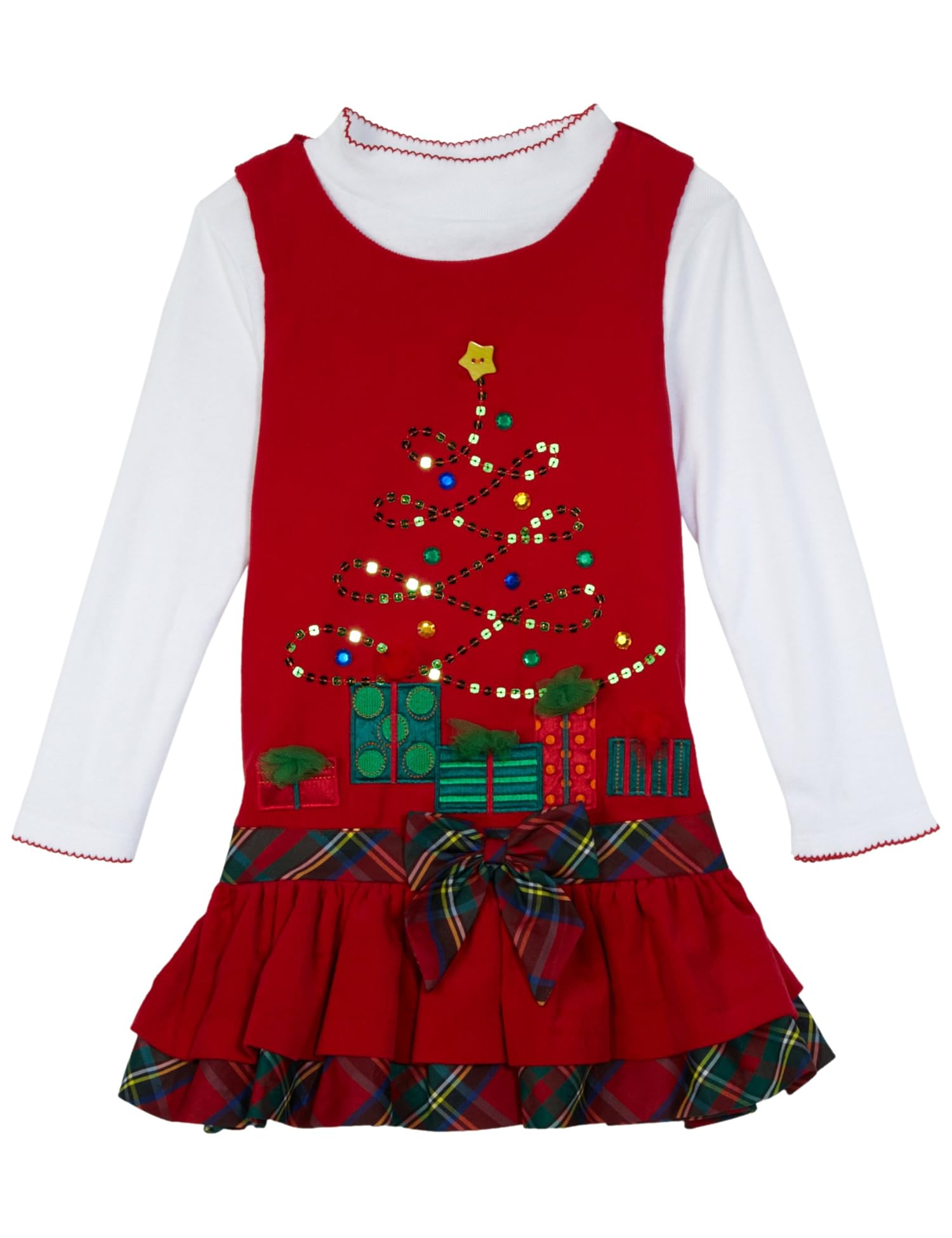 Corduroy Jumper Set With Sequin Tree Applique Corduroy Jumper Set With Sequin Tree Applique