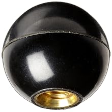 DimcoGray Black Phenolic Ball Knob Female, Brass Insert: 1/2-20" Thread x 5/8" Depth, 1-3/8" Diameter x 1-19/64" Height x 5/8" Hub Dia  (Pack of 10)