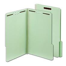 Globe-Weis Pressboard Folders with Fasteners, 1-Inch Expansion, 2-Inch Fasteners, 1/3 Cut Tabs, Legal Size, Green, 25-Count (29931)