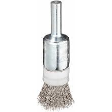 Weiler Wire End Brush, Banded, Solid End, Round Shank, Stainless Steel 302, Crimped Wire