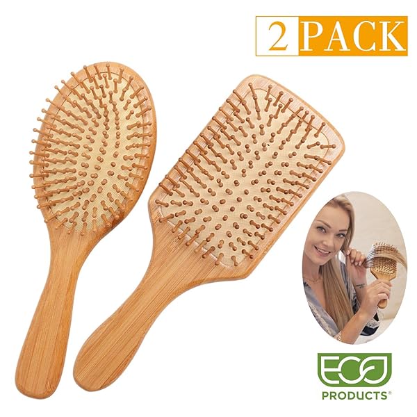 Zhuoyue Hair Brush Natural Bamboo Paddle Hair Brush Set With