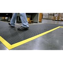 Wearwell Urethane 502 Rejuvenator Connect Anti-Fatigue Mat, for Dry Heavy Duty Industrial Areas, 3' Width x 5' Length x 5/8" Thickness, Black