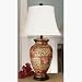 30 Porcelin Round Crazy Quilt Green/Red/Brown Table Lamp