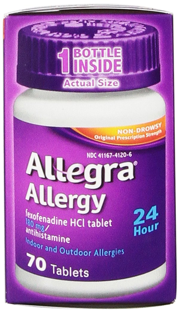 Amazon.com: Allegra Adult 24 Hour Allergy Tablets, 180Mg, 70 Count ...